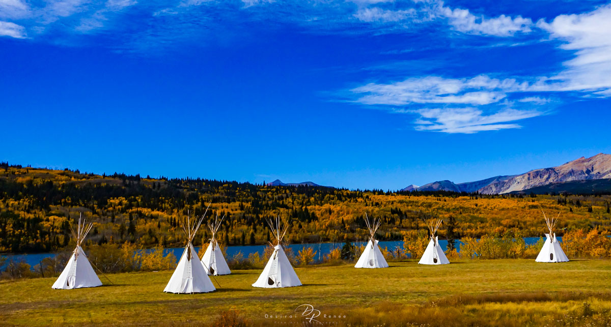 Tipi's, Montana, Browning, Native, Indian, blue, sky, land, landscape, fall